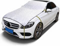 Half Car Cover, Windshield Cover for Ice and Snow, Hail Protector Car Covers, Aluminum Foil Heat Block Sunshade Hood Covers, Universal for Most Cars, SUVs, Trucks (Silver)