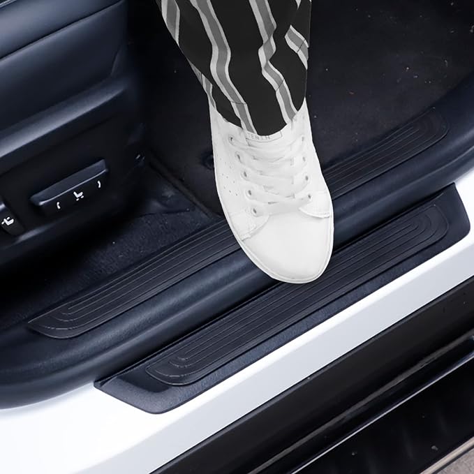 Car Door Threshold Protection, 4PCS Door Edge Step Dust Shield Cover, Door Width 23.6x1.96inch Car/SUV Universal Rubber Scratch Resistant Exterior Accessories (Black)
