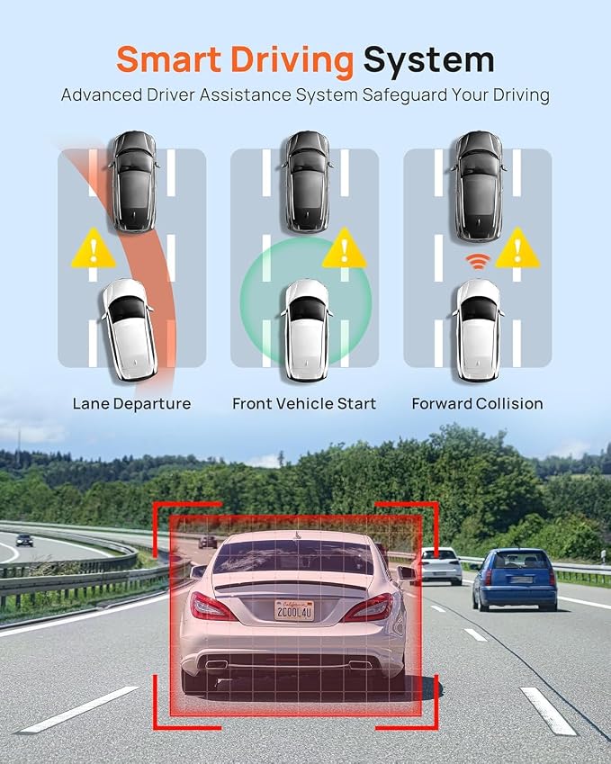 Dash Cam Front and Rear A510,1944P+1080P with STARVIS 2 IMX675 and 64GB Card, Dash Camera for Cars, 4G LTE Support, ADAS, Built-in GPS WiFi, APP Control, HDR, 24H Parking Mode, Loop Recording