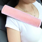 Soft Faux Fur Universal Fit Seatbelt Cover Car Truck SUV Airplane Seat Belt Shoulder Pad for Carmera Backpack Straps Neck Cushion Protector 2 Pack 10.5in Nude Pink