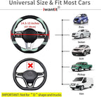 Steering Wheel Cover with Carbon Fiber and Anti-Slip Rubber Ring,Universal Fit 14.5-15 inches for Cars,SUV (Fruit Green)
