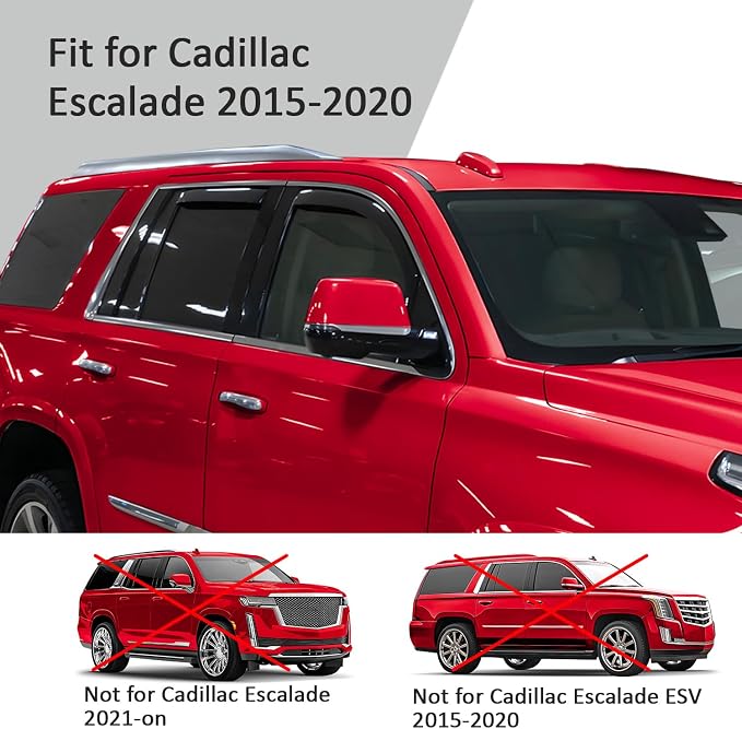 Voron Glass in-Channel Extra Durable Rain Guards for Cadillac Escalade 2015-2020, Window Deflectors, Vent Window Visors, 4 Pieces - 200462