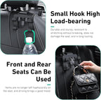 2 PCS Car Headrest Hooks, Multi-functional Seat Back Hanger for Phone & Bag & Umbrella, ABS Load Capacity Hidden Hanging Hook, Interior Organizer for Most Vehicles (Black)