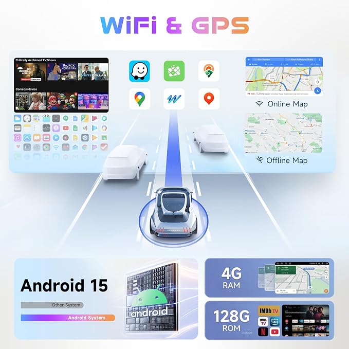 Car Stereo 4G+128G for VW Golf 5 6 Polo Passat Tiguan T5 Transporter Seat Leon, 9 Inch Touch Screen Radio GPS with Wireless Carplay Android Auto, Bluetooth DSP WiFi FM RDS,Camera