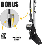 BV Bicycle Pump Durable Bike Floor Pump 17/24 inch Smart Valve Head, 160 psi, Automatically Reversible Presta and Schrader