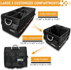 90L Large Car Trunk Organizer with 30L Removable Leakproof Cooler Bag, Collapsible Storage Bin with Lid & Dividers, Heavy Duty Accessories for SUV Sedan, Ideal for Grocery Camping Road Trip