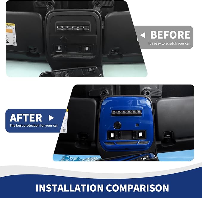 for Bronco Front Reading Light Panel Trim Cover Compatible with 2021-2025 Ford Bronco Interior Accessories 2-Door 4-Door, Blue (with AUX Switches)