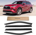 Window Visor for Toyota Highlander 2020-2025, Rain Guards Shields Vent Deflector Shade Wind Dark Smoke 2021 2022 2023 20 21 22 23 24 25, Tape-On, 4PCS
