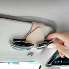 Car Visor Sunglasses Holder, Magnetic Vehicle Sun Visor Eyeglasses Hanger Ticket Card Holder Clip, Auto Interior Sunvisor Glasses Mounter Organizer, Universal for Vehicles (Beige)
