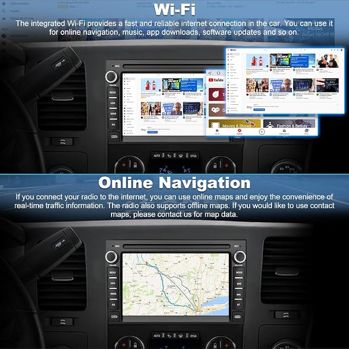 Car Radio for Chevrolet Chevy Silverado GMC Sierra Yukon 2007-2013 Android 13 GPS Navigation 2GB+32GB with 7 inch Touch Screen CarPlay Android Auto Bluetooth SWC Backup Camera