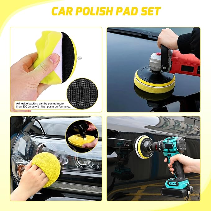 27PCS Car Detailing Kit Auto Cleaning Tools Wash Set with Storage Carry Bag Home Use for Interior Exterior Deep Clean Polish Car Care Windshield Dashboard Seat Air Vents Wheels Tires, Yellow