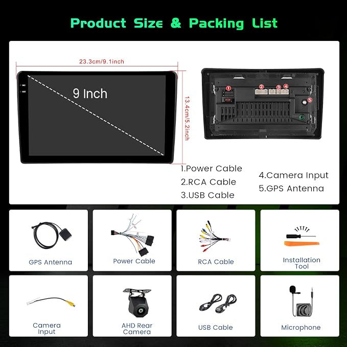 4+64GB Android 15 Car Radio for Toyota 4runner 2002-2009 Wireless Carplay Android Auto, 9" in-Cell Touch Screen Car Stereo with WiFi GPS BT Backup Camera