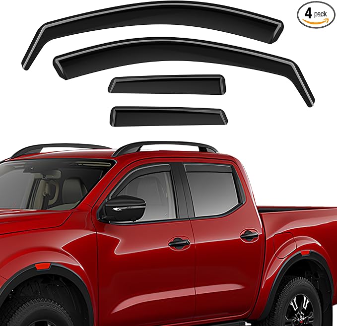 in-Channel Rain Guards Compatible with Nissan Frontier Crew Cab 2022 2023 2024 2025 2026, Durable Side Windows Visor Wind Deflectors 2022-2026 Frontier Rain Guard 4 PCS