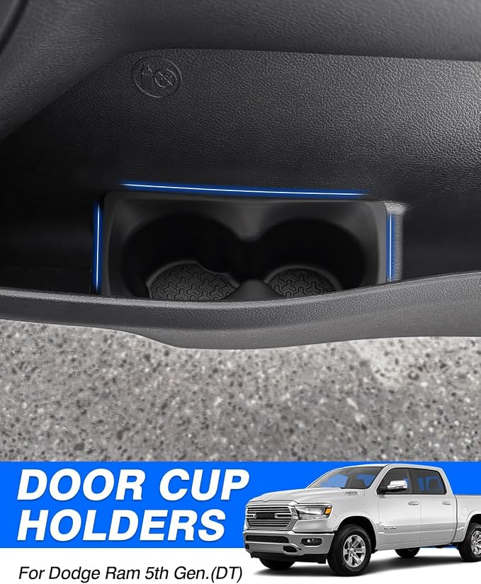 Door Side Cup Holder Insert for 2019-2025 Dodge Ram 1500 2500 3500 Accessories Water Cup Holders Door Organizer Handle Pocket Tray