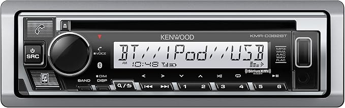 KMR-D382BT (50W x 4Ch) Single Din Car/Marine Stereo Head Unit with Bluetooth, Hands-Free Calling, CD Player, USB, AM/FM Radio, SiriusXM Ready, All-Weather in-Dash Boat & Car Audio Receiver