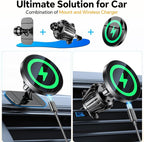 for Magsafe Car Mount Charger【100% Stable】15W Magsafe Car Charger Magnetic Phone Holders for Your Car Accessories for Women Men Car Phone Holder Wireless Car Charger for iPhone 17 16 15 14 13