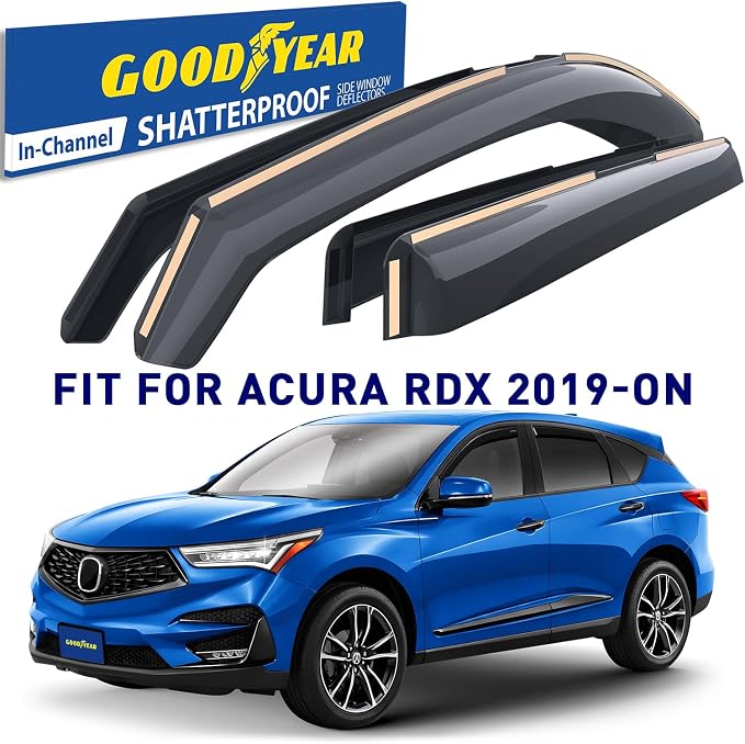 Goodyear Shatterproof in-Channel Window Deflectors for Acura RDX 2019-2026, Rain Guards, Window Visors for Cars, Vent Deflector, Car Accessories, 4 pcs - GY008177