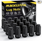 1/2-20 Lug Nuts Replacement for 1987-2018 Jeep Wrangler, 1993-2010 Jeep Grand Cherokee, 1991-2020 Ford Explorer - 20pcs Aftermarket Wheel Black Closed End Lug Nut