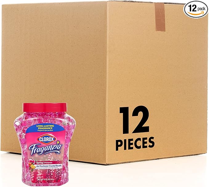 Fraganzia Crystal Beads Air Freshener Spring Scent Long Lasting Room Deodorizer Odor Eliminator Gel Beads Home Car Office Daily Use 12 FL OZ 12 Pack for Everyday Freshness Throughout the Home