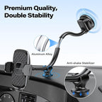 14'' Gooseneck Car Phone Holder,Heavy Duty Phone Holder for Truck, [Flexibile Long Arm] [Anti Shake stabilizer] Windshield Car Phone Mount Suction Cup,Fit for iPhone, Samsung (Black Plaid)