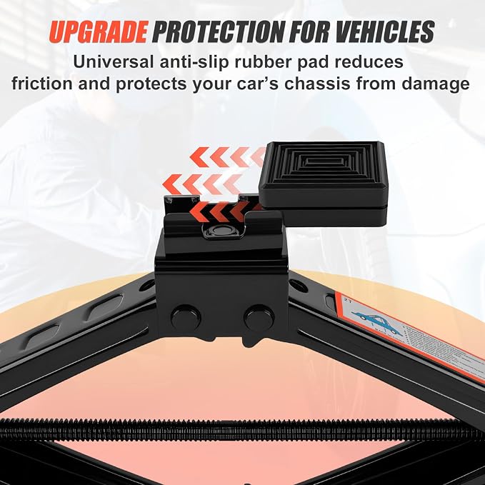 2 Ton Scissor Jack, Upgrade 4409 Lbs Car Jack Kit with 2 Rubber Pads, 10PCS Small Portable Car Jack Emergency Kit with Ratchet Wrench, Tire Repair Changing Kit for Vehicles SUV Sedan MPV UTV