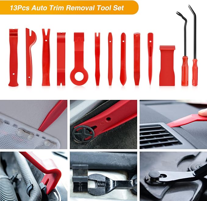 Nylon Bumper Fastener Rivet Clips Car Clip Panel Audio Video Dashboard Dismantle Kits Installer Removal Tool (13PCS Trim Removal Tool Set)