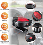 2 Pcs Portable 2 in 1 Car Heater 12v 150w Car Heater Plug in Cigarette Lighter Defroster Windshield 360 Degree Rotation Fan Auto Demister Cooling Air Circulator(Red, Black)