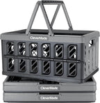 Eco Collapsible Shopping Basket with Handles, 24L Stone, 3 Pack