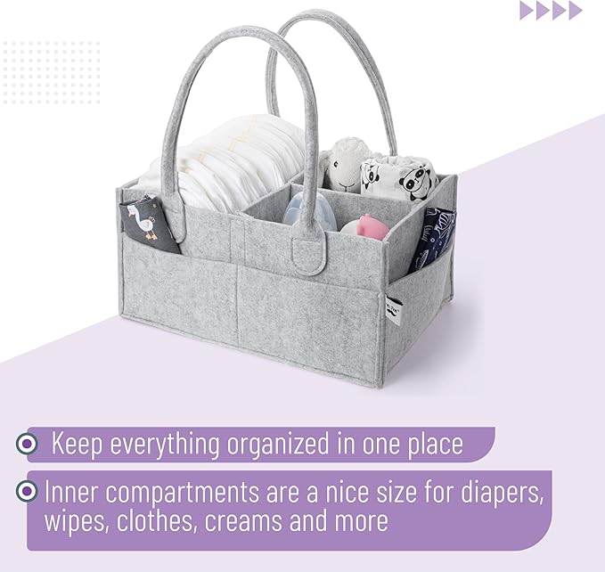 Mr. Pen- Baby Diaper Caddy Organizer, 2 Pack, Gray | Nursery Storage Bin and Car Organizer for Diapers and Baby Wipes