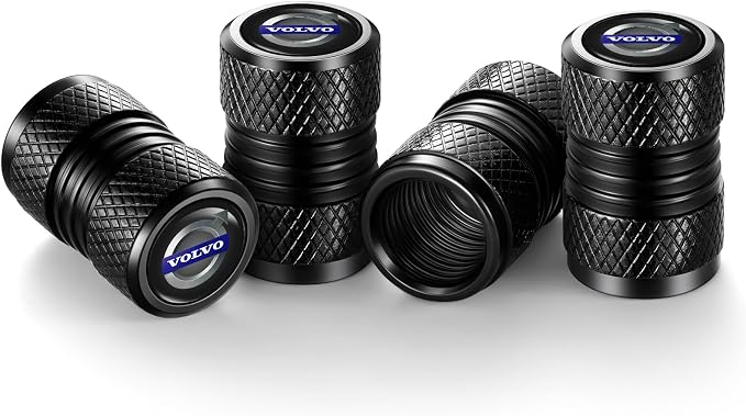 Tire Valve Stem Caps, Compatible with Volvo Series Stem Cap Universal Car Air Cover Car Accessories for Cars, SUV, Truck, Motorcycles 4pcs （Black）