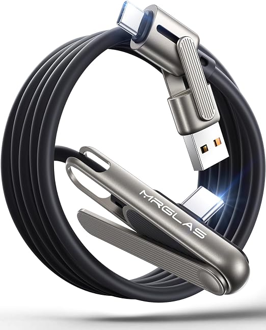 【2026 Upgraded】3-in-1 240W Invisible Stand Fast Charging Cable, Chubby USB A/C to USB C Cable, 90 Degree Type C Charger Cord (4FT) with Built-in Phone Stand, for iPhone 17/16 Pro Max Galaxy S26 Ultra