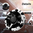 6PCS Set car Interior Aesthetic Accessories, Fluffy Cute Cows Steering Wheel Cover, armrest pad, seat Belt Cover,Gear Shift Cover, Fit Girly car