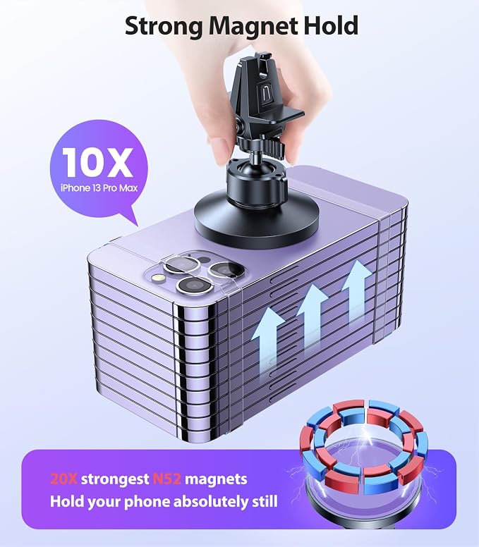 for MagSafe Car Mount [Upgraded Strongest Magnet Power] Magnetic Phone Holder for Car Vent 360 Adjustable Magnetic Phone Mount for iPhone 17 Pro Max 16 15 14 13 12 Plus Mini, Purple