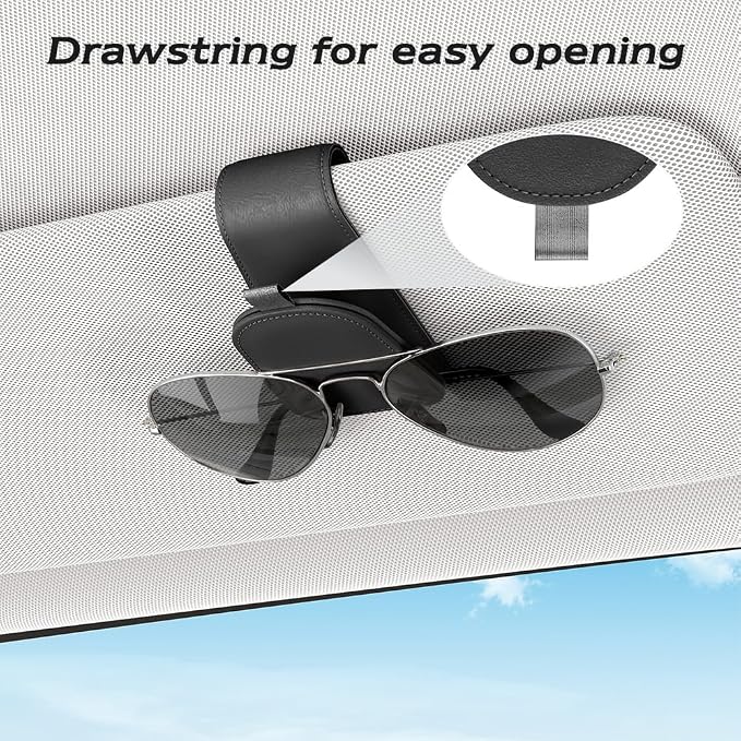 Sunglass Holder for Car Visor, Black, 2 Packs | Suede Cloth, Magnetic, Organizer for Car Accessories