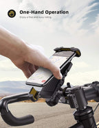 Bike Phone Holder, Motorcycle Phone Holder – 360° Handlebar Mount with Rotation for iPhone 17 16 15 14 13 12 Pro Max Plus Mini XS XR X 8, Samsung, Huawei, 4.7-6.8 Inch Smartphones – Yellow