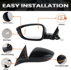 Left Driver Side Mirror Compatible with 2018-2022 Honda Accord Power Glass | Heated | with Blind Spot |with Turn Signal | Manual Folding Repalces HO1320330 (8Pins-Black)