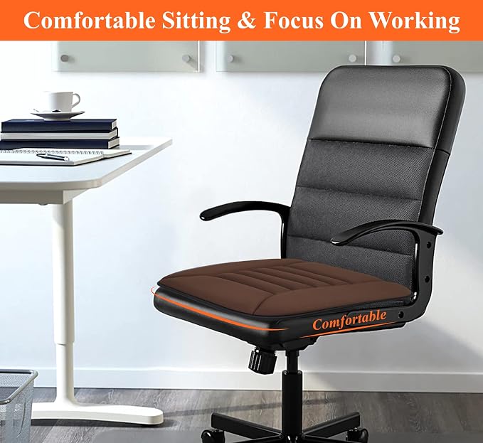 Car Seat Cushion with 1.2inch Comfort Memory Foam, Seat Cushion for Car and Office Chair (Brown)