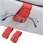 Sunglasses Holders for Car Sun Visor, Leather Eyeglasses Hanger Mounter, Magnetic Glasses Holder and Ticket Card Clip, Auto Interior Accessories Universal for SUV Pickup Truck