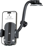 Gooseneck Car Phone Holder Heavy Duty Dashboard Windshield Phone Mount, Flexible Long Arm, Anti-Shake Stabilizer, Solid Suction Cup Phone Mount for All Cell Phones - Carbon Fiber Pattern