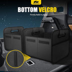 Car Trunk Organizer - Split Design Collapsible Small Trunk Organizer with Reinforced Handles for Groceries, Car Storage Organizers for SUV Auto Truck Van with Non Slip Bottom (Black, 2Pack)