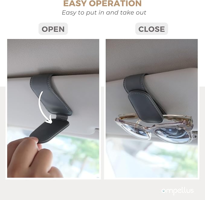 Magnetic Leather Sunglass Holder, Eyeglass Hanger Clip for Car Sun Visor, Suitable for Different Size Eyeglasses(Pink, 1 Pack)