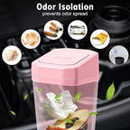 Car Trash Can with Lid - Mini Car Garbage Can Bin for Cup Holder - Pink Small Leakproof Vehicle Trash Bin for Back Seat, Cute Automotive Accessories Organizers and Storage for Door SUV Truck