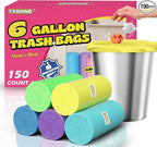 Medium 6 Gallon Trash Bags Unscented, 0.94 Mil, Colored, 150 Count | 22 Liter Garbage Bag, Plastic Waste Basket Can Liners, Thick, Leakproof, Tear Resistant, for Bathroom Office Kitchen Bulk