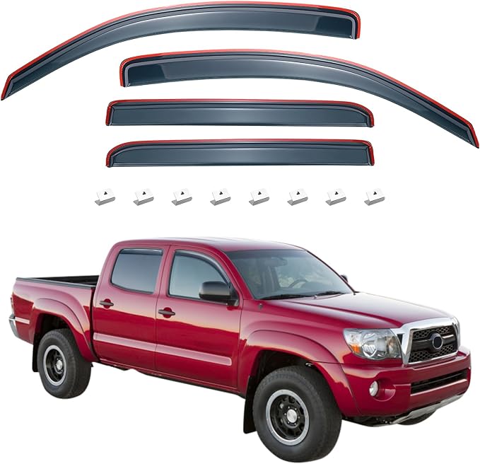 in-Channel Rain Guards Compatible with 2005-2015 Tacoma Double Cab Window Vent Visor Window Deflectors Vent Shades Tacoma Accessories