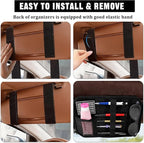 Car Visor Organizer with 3pcs Patches, Multi-Pocket Sun Visor Organizer | Zipper Storage Pouch & Adjustable Straps, Semi-Rigid Panel Storage Accessories for Truck, Suv, Most Cars (Black)