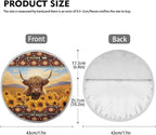 Aztec Steering Wheel Cover Sun Shade 17 inch Cute Highland Cow Sunflower Car Steering Wheel Accessories for Women Universal Steering Wheel Protection Heat Reflector for Most Cars SUV Trucks