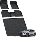 Floor Mats and Cargo Liner for Ford Escape Hybrid 2020-2025 2026(NOT for Gasoline Models) All Weather Protector TPE Custom Fit Car Floor Liners, 1st & 2nd Row & Trunk Set, 4PCS Black