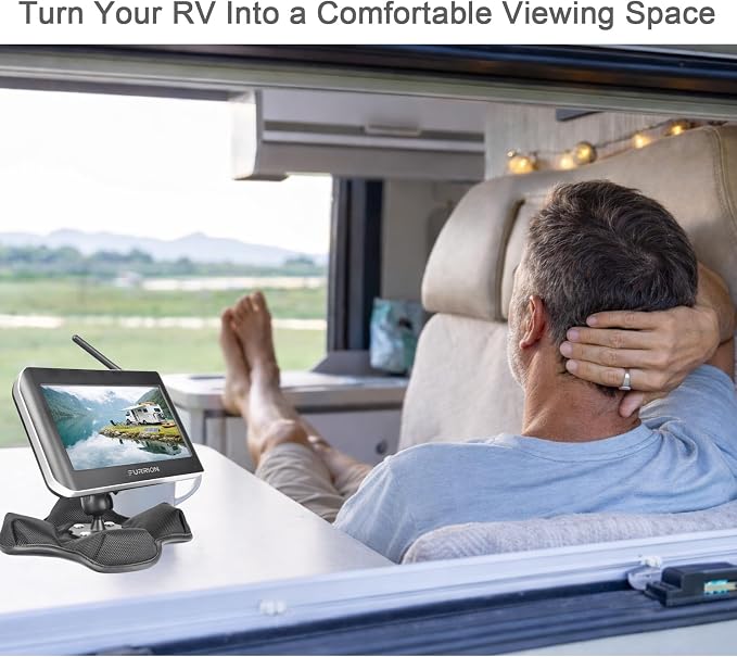 for Furrion 5″ & 7″ Camera Monitor Mount, RV Beanbag Dashboard Holder with 1" Ball Adjustable Aluminum Arm, Anti-Slip Base, No Drill Mount for Truck Trailer Backup Systems