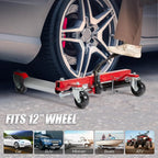 Car Wheel Dolly Jack Set of 2, Hydraulic 3000-lbs Car Skates, 12'' Wheel Vehicle Positioning Jack, Heavy Duty Rollers with Foot Pedal for Tire Auto Repair Moving, Red