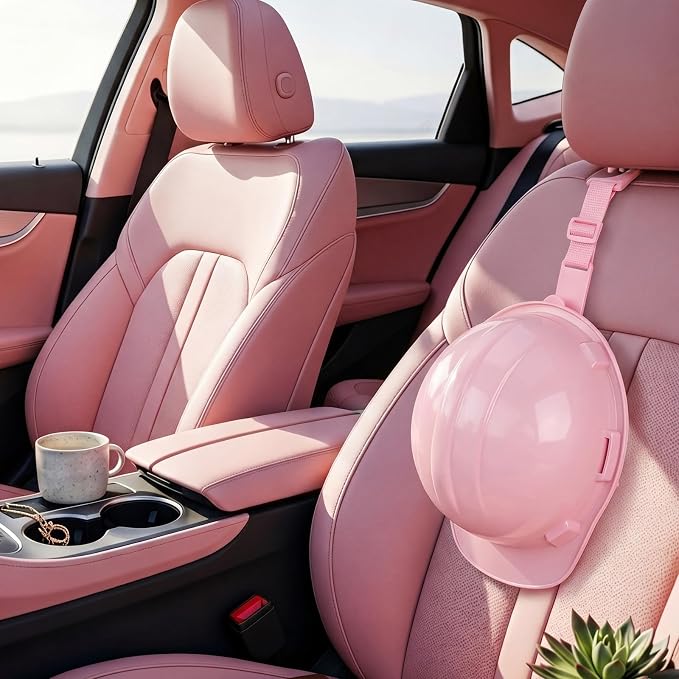 4 Pcs Hard Hat Hook for Truck Adjustable Hard Hat Holder Hardhat Holder for Truck Seat Back Organizer 55 lb Load Heavy Duty Hardhat Hanger Storage Car Vehicle Headrest Bag Gear (Pink)